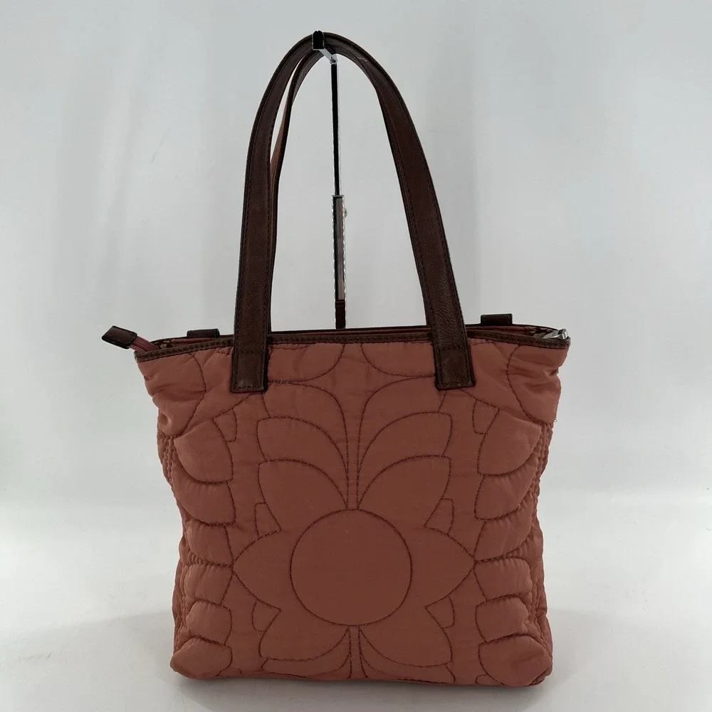 Vintage Fossil Key Per Blush Pink Mauve Shoulder Purse Quilted Leather Buckle - Picture 6 of 16